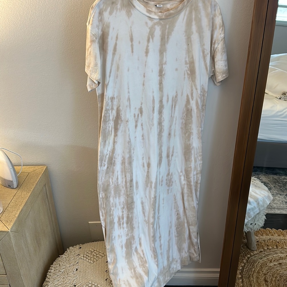 Cream Tie Dyed Midi Dress
